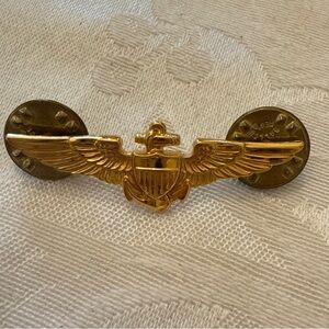 G Vintage US Navy Pilot Aviator Wings 10k GF Pin - Military Naval WW2 EUC